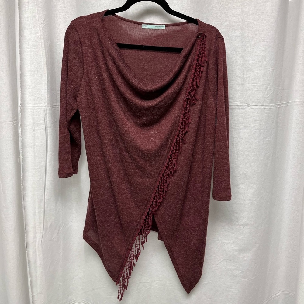 Women’s Medium, burgundy lightweight cross over sweater.